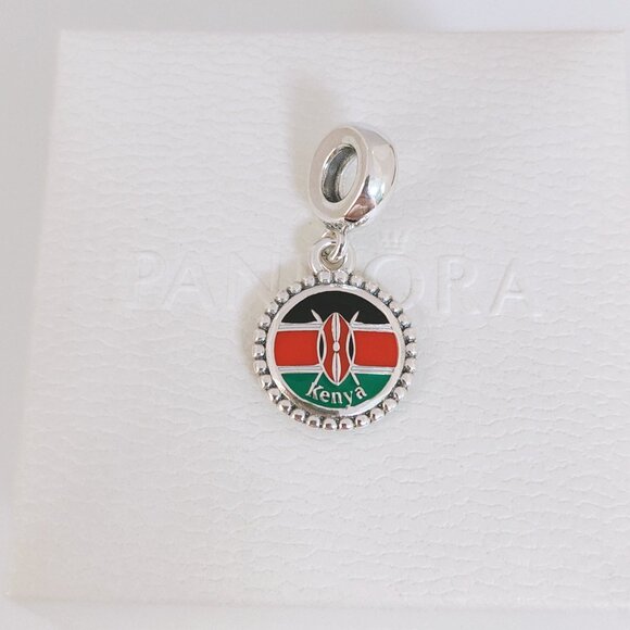 Pandora Kenya Flag Dangle Charm S925 Silver with box - Picture 3 of 7